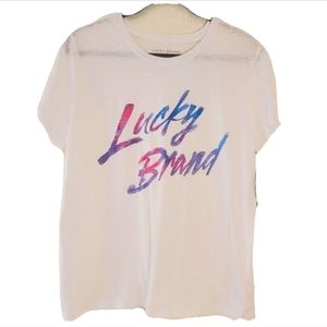 Lucky Brand sheer white top size Large